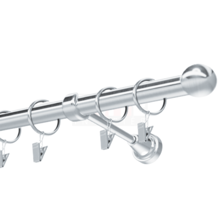 Kovová garniža 16 mm, jednotyčová Guľa chróm