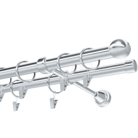 Kovová garniža 16 mm, dvojtyčová Guľa chróm