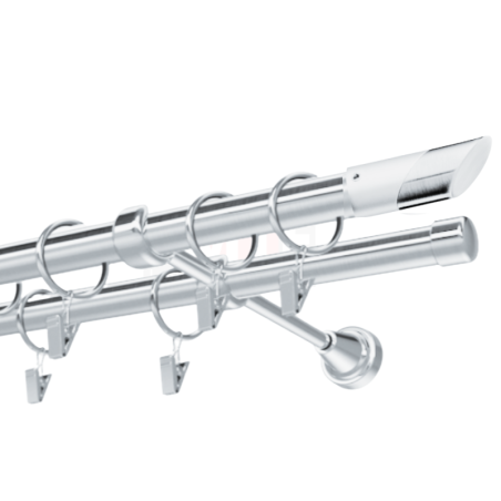 Kovová garniža 16 mm, dvojtyčová Luna chróm/striebro mat