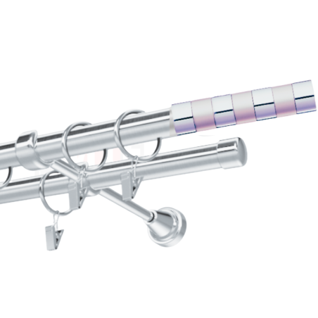 Kovová garniža 16 mm, dvojtyčová Sigma chróm/striebro mat