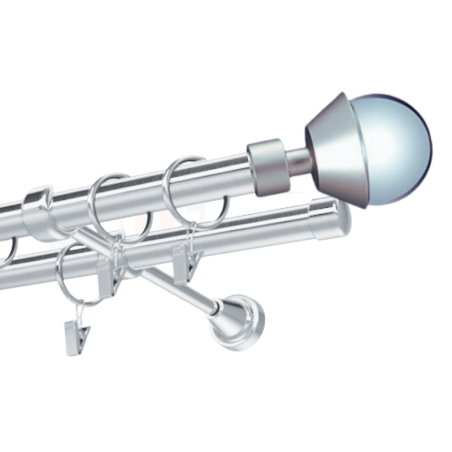 Kovová garniža 16 mm, dvojtyčová Melba chróm/striebro mat