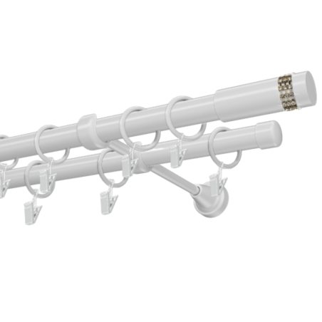 Kovová garniža 19 mm, dvojtyčová Xantos biela