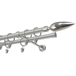 Kovová garniža 16 mm, dvojtyčová Linea striebro