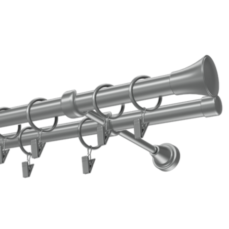 Kovová garniža 16 mm, dvojtyčová Prince striebro